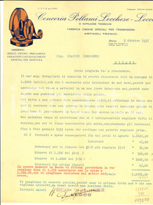 Documento originale, autentico 1931 LECCO Conceria Pellami Lecchese di Napoleone TODESCHINI Fattura intestata 1