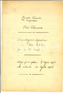 Documento originale, autentico 1925 ROE  VOLCIANO BS Circolo VINICOLO Cooperativo  Liquidazione 53 soci 1