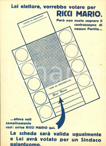 Materiale pubblicitario d’epoca 1951 PAVULLO NEL FRIGNANO MO Elezioni Comunali PCI Mario RICCI sindaco 1