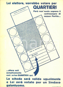 Materiale pubblicitario d’epoca 1951 AREA MODENESE Propaganda politica PCI Elezioni Comunali Votate QUARTIERI 1