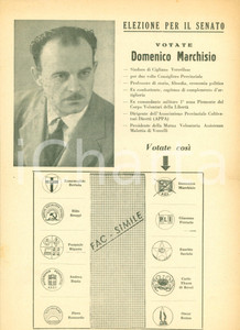 Materiale pubblicitario d’epoca 1953 VERCELLI PROPAGANDA POLITICA PCI Votate Domenico MARCHISIO al Senato 1