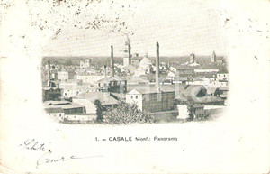 Cartolina originale da collezione 1902 CASALE MONFERRATO AL Panorama con TORRE CIVICA Cartolina FP VG 1