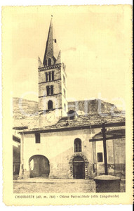 Cartolina originale da collezione 1917 CHIOMONTE TO Chiesa parrocchiale in stile longobardo Cartolina FP VG 1