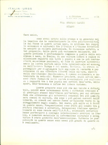 Autografo originale 1954 ROMA PCI Antonio BANFI Orazio BARBIERI rapporti con URSS Lettera AUTOGRAFA 1