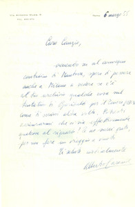 Autografo originale 1955 ROMA Alberto CARACCIOLO cerca materiale su GARIBALDI Lettera AUTOGRAFA 1