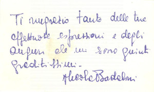 Autografo originale 1955 ca LIVORNO Nicola BADALONI filosofo marxista Biglietto AUTOGRAFO 1