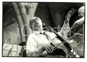 Fotografia d epoca originale 1985 GUEBWILLER F Mstislav ROSTROPOVITCH prova concerto Orchestra PAUL KUENTZ 1
