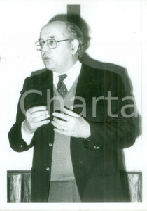 Fotografia d epoca originale 1988 MULHOUSE FRANCE Politico Henri GOETSCHY tiene un discorso Fotografia 1