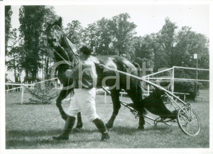 Cartolina originale da collezione 1955 ca SVIZZERA EQUITAZIONE Fantino riporta sulky al peso Cartolina FG NV 1