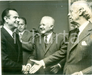Fotografia d epoca originale 1985 ca FRANCE Politico Jean LECANUET a un incontro di partito Fotografia 1