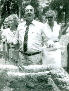 Fotografia d epoca originale 1983 WASHINGTON USA Ministro Manfred WORNER a una grigliata Fotografia 1