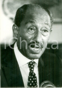 Fotografia d epoca originale 1981 PARIS F Presidente egiziano Anouar ELSADATE in conferenza stampa Foto 1