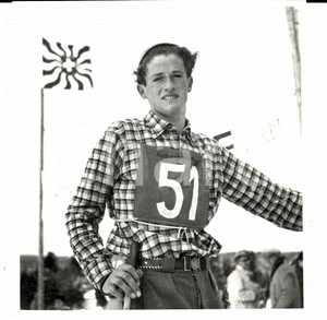 Fotografia d epoca originale 1950 ca SWITZERLAND Campionati SCI ALPINO Ritratto di Victor KRONIG Foto 11x11 1