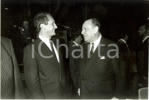 Fotografia d epoca originale 1987 LORENA F Raymond BARRE con GÃ©rard LONGUET Ministro telecomunicazioni Foto 1