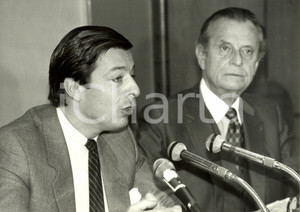 Fotografia d epoca originale 1985 PARIS Jean LECANUET et Didier BARIANI UDF confÃ©rence de presse immigration 1