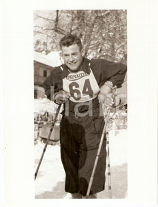 Fotografia d epoca originale 1950 ca SWITZERLAND Campionati SCI ALPINO Ritratto di Fritz KOCHER Foto 10x13 1
