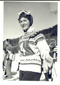 Fotografia d epoca originale 1950 ca SWITZERLAND Campionati SCI ALPINO Ritratto di Lilo MICHEL Foto 1