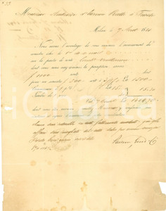 Documento originale, autentico 1841 MILANO Banchieri PASTEUR GIROD Affari sono incagliati del tutto Documento 1