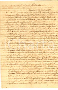 Documento originale, autentico 1856 GENOVA Luigi OLCESE in miseria supplica patrizio Stefano SPINOLA Lettera 1