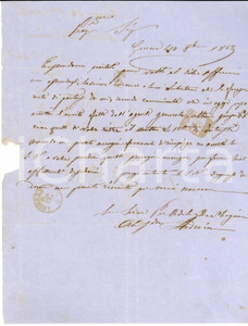 Documento originale, autentico 1863 GENOVA Alessandro ARDUINO all agente principe DORIA Giovanni Battista BRERA 1