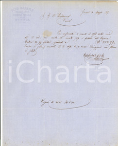Documento originale, autentico 1867 GENOVA Tito CAPRILE negoziante di carbone fossile e coke Prefilatelica 1