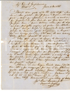 Manoscritto, lettera originale 1868 GENOVA Domenico CANESSA sull andamento del mercato del grano Lettera 1