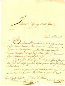 Documento originale, autentico 1837 TORINO Marchese Agostino ADORNO in lite vs marchese PALLAVICINI Lettera 1