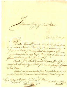 Documento originale, autentico 1837 TORINO Marchese Agostino ADORNO in lite vs marchese PALLAVICINI Lettera 1