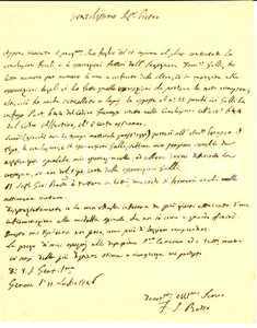 Documento originale, autentico 1846 GENOVA Matematico Francesco Saverio BOTTO  Lettera autografa 1