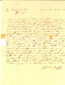 Documento originale, autentico 1872 GENOVA Bartolomeo RAFFO su mercante PILASTRI scorretto Prefilatelica 1