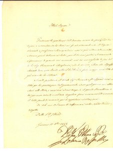 Documento originale, autentico 1849 GENOVA Domenico RAPALLO su spostamenti dell avv. MONGIARDINI Lettera 1
