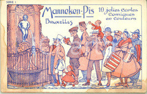 Cartolina originale da collezione 1945 ca BRUXELLES MannekenPis Serie 1 Raccolta 10 cartoline ILLUSTRATE a colori 1