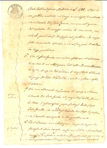Documento originale, autentico 1846 PANCALIERI TO Don Francesco GAMBA vende cavallo tisico INCOMPLETO 1