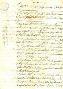 Documento originale, autentico 1833 COSIO DI ARROSCIA IM Lorenzo MORCHIO impegna terreno per Paolo GANDOLFO 1