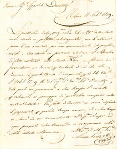 Documento originale, autentico 1809 GENOVA Rendite semestrali Ippolito DURAZZO presso ZANCA PORTA & C. a MILANO 1