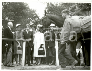 Fotografia d epoca originale 1961 WATERMAELBOITSFORT Alberto e Paola del BELGIO osservano cavallo Foto 1