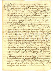 Documento originale, autentico 1815 MILANO Procura a Paolo GALEAZZI per debiti eredi di Alberto PIZZIGONI 1