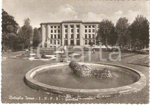 Cartolina originale da collezione 1958 BATTAGLIA TERME PD Sede INPS Giardino ANIMATA Cartolina FG VG 1