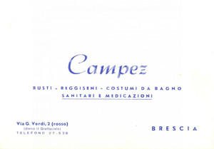Oggetto da collezione cartaceo 1956 BRESCIA Ditta CAMPEZ Articoli sanitari e medicazioni Lettera commerciale 1