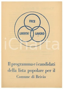 Materiale pubblicitario d’epoca 1950 ca BRIVIO LC LISTA POPOLARE Programma e candidati elezioni comunali 1