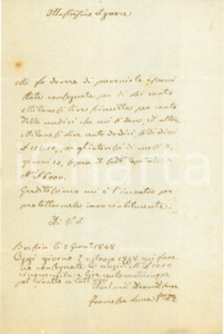 Documento originale, autentico 1848 BRESCIA Francesca LUCCA riceve interessi maturati su capitale Documenti 1