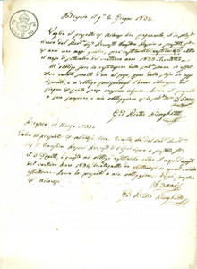 Documento originale, autentico 1833 BRESCIA Prevosto Faustino ROSSINI presta denaro a Giovanni Pietro BORGHETTI 1