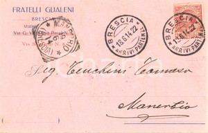 Cartolina originale da collezione 1914 BRESCIA Ditta Fratelli GUALENI offre burro di prima qualitÃ  Cartolina FP VG 1
