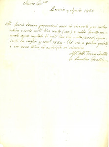 Documento originale, autentico 1835 BRESCIA Signora CAVALLI riceve interessi maturati su capitale Documento 1