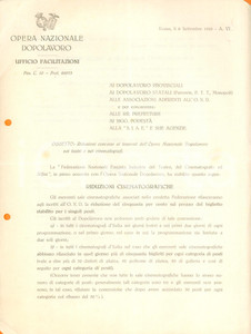 Documento originale, autentico 1928 ROMA Riduzioni cinematografiche per i tesserati Opera Nazionale Dopolavoro 1
