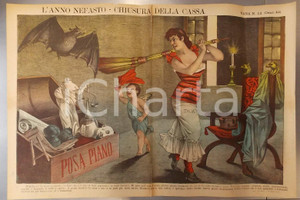 Giornale, rivista storica 1893 BOLOGNA Settimanale LA RANA L ITALIA chiude l anno nefasto Satirico 1