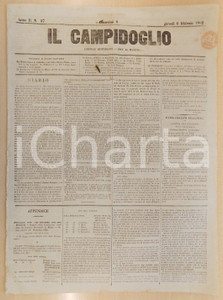 Giornale, rivista storica 1862 MILANO Giornale IL CAMPIDOGLIO Passaggio ALPI ELVETICHE con la ferrovia 1
