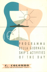 Materiale pubblicitario d’epoca 1955 SOCIETA  NAVIGAZIONE ITALIA Nave Cristoforo COLOMBO Programma per 26 marzo 1