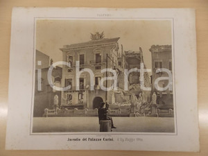 Stampa, bozzetto originale 1861 GUERRA D ITALIA Incendio del Palazzo CARINI a PALERMO Stampa F.lli TERZAGHI 1