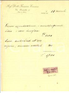 Documento originale, autentico 1913 MILANO Chirurgo Ferruccio CANEVA Ricevuta AUTOGRAFA per intervento 1